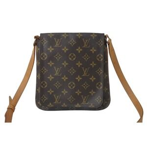 Louis Vuitton Salsa Tanned Shoulder Brown Monogram Logo Brown Musette Leather
